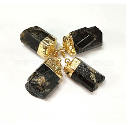 Golden Tone Brass Tourmaline Pendants&nbsp;G-J264-04