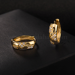 Real 18K Gold Plated Ring Brass Rhinestone Huggie Hoop Earrings&nbsp;EJEW-EE0001-114