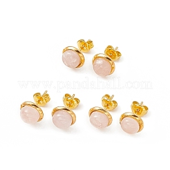 Gemstone Half Round Stud Earrings&nbsp;EJEW-P220-02G