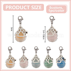 5Pcs 5 Colors Mixed Stone Round Bead Pet Collar Pendant Decoration&nbsp;HJEW-DR00162
