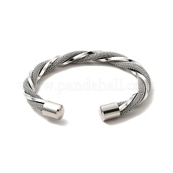 304 Stainless Steel Mesh Twist Rope Open Cuff Bangle for Women&nbsp;BJEW-P283-16M