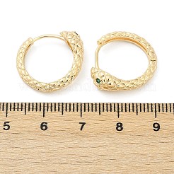 Brass Green Cubic Zirconia Hoop Earrings&nbsp;EJEW-Q016-12G