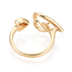 Heart Brass Micro Pave Clear Cubic Zirconia Cuff Rings Setting&nbsp;KK-T079-53G