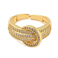 Donut Shape Brass Micro Pave Cubic Zirconia Open Cuff Ring&nbsp;RJEW-Q782-08G
