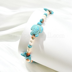 Dyed Synthetic Turquoise & Ocean White Jade Beads Stretch Bracelets for Women&nbsp;BJEW-JB14015
