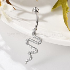 Alloy Rhinestone Snake Curved Barbell Belly Rings&nbsp;AJEW-R007-03P-04
