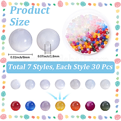 210Pcs 7 Colors Transparent Resin UV Reactive Beads&nbsp;RESI-PA0001-40A