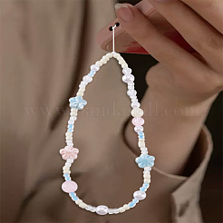 1Pc PVC & Porcelain Flower Mobile Straps&nbsp;AJEW-LP0005-15