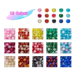 450Pcs 15 Colors Spray Painted Crackle Glass Beads&nbsp;CCG-YW0001-04