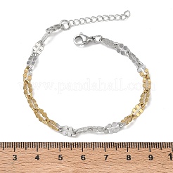 304 Stainless Steel Dapped Chains Bracelets for Women&nbsp;BJEW-D466-08B-GP