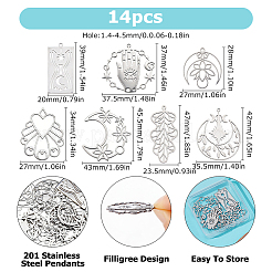 14Pcs 7 Styles 201 Stainless Steel Pendants&nbsp;STAS-HS0001-84