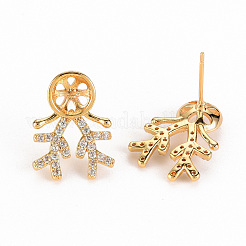 Brass Micro Pave Clear Cubic Zirconia Earring Findings&nbsp;KK-S356-256-NF