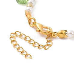 Acrylic Leaf Charm Anklets with Imitation Pearl Beaded for Women&nbsp;AJEW-AN00523
