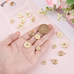 16Pcs 4 Styles Brass Micro Pave Cubic Zirconia Pendants&nbsp;KK-BBC0024-13