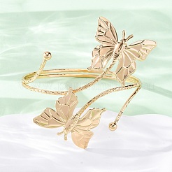 Butterfly Alloy Arm Cuff Bangles for Girl Women&nbsp;LS-AJEW-A063-01H-G