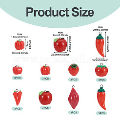 24Pcs 8 Styles Artificial Vegetable Theme Resin Iron Pendants&nbsp;RESI-TA0005-76