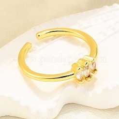 Brass Micro Pave Cubic Zirconia Cuff Rings for Women&nbsp;RJEW-H247-35G-01