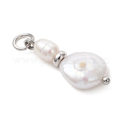 Natural Baroque Keshi Pearl Beaded Pendants&nbsp;PALLOY-JF05199-02