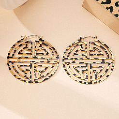 Leopard Print Alloy Hoop Earrings&nbsp;FS-WG28523-01