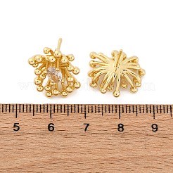 Flower Brass Clear Cubic Zirconia Stud Earrings&nbsp;EJEW-R025-22G