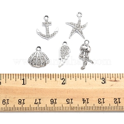 25Pcs 5 Styles Alloy Crystal Rhinestone Pendants&nbsp;FIND-FS0004-10