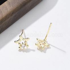 Brass Clear Cubic Zirconia Stud Earrings&nbsp;EJEW-Q014-13G