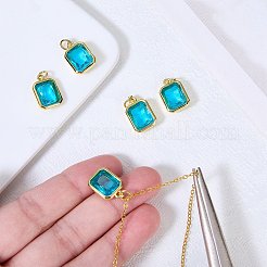 5Pcs Rectangle Brass Micro Pave Cubic Zirconia Charms&nbsp;KK-SZ0007-08