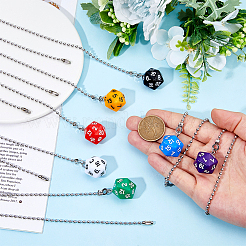 7Pcs 7 Colors Dice Acrylic Charms Ceiling Fan Pull Chain Extenders&nbsp;HJEW-DC00015