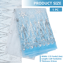 Polyester Snowflake Pattern Gauze Stained Silver Fabric&nbsp;AJEW-WH0314-911A