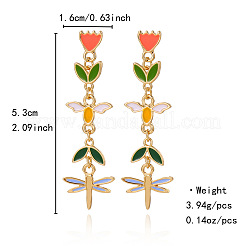 Zinc Alloy Enamel Stud Dangle Earrings&nbsp;WG62852-03
