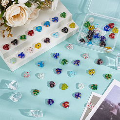 60Pcs Handmade Millefiori Glass Heart Beads&nbsp;LK-HY0001-01