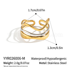 304 Stainless Steel Layered Waved Cuff Rings&nbsp;IP1219-2