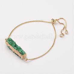 Electroplated Natural & Dyed Druzy Agate Slider Bracelets&nbsp;BJEW-JB02765