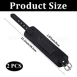 Vintage Punk Rock Style Wide Leather Cord Wristband Bracelets for Unisex&nbsp;BJEW-WH20007-07A