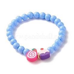 Candy Color Plastic Round Beaded Stretch Bracelet with Food Shape Polymer Clay for Kid&nbsp;BJEW-JB07582