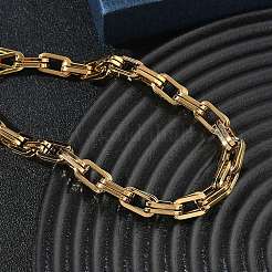 304 Stainless Steel Double Rectangle Link Chain Bracelets&nbsp;SA-CBA2696-05G