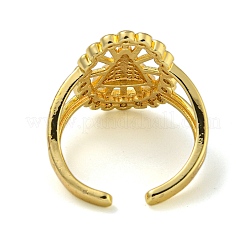Oval with Virgin Mary Brass Micro Pave Clear Cubic Zirconia Open Cuff Rings for Women&nbsp;RJEW-Z050-16G