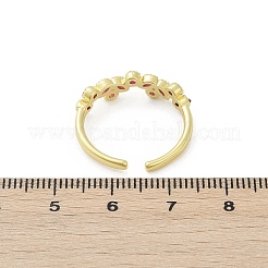 Flower Brass Glass Cuff
 Rings for Women&nbsp;RJEW-S400-01G