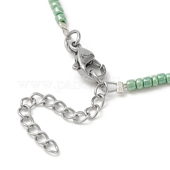 Glass Teardrop Pendant Necklace with Natural Pearl Beaded Chains&nbsp;NJEW-JN04342
