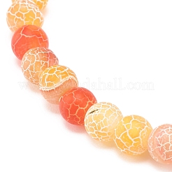Natural Weathered Agate(Dyed) Round Beaded Stretch Bracelet&nbsp;BJEW-JB08363-06