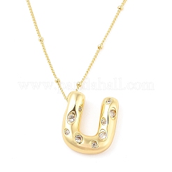 Brass Micro Pave Clear Cubic Zirconia Pendant Necklaces&nbsp;NJEW-Z038-01G-U