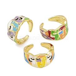 Mask Brass Enamel Cuff Rings&nbsp;RJEW-L113-039G