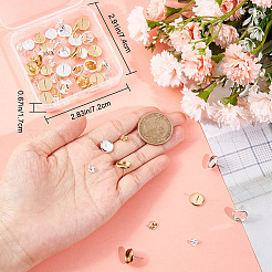40Pcs 4 Style Brass Flat Round Stud Earring Settings&nbsp;KK-BBC0007-69