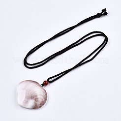 Natural Shell Fossil Pendant Necklaces&nbsp;NJEW-S421-004