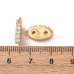 Brass Micro Pave Clear Cubic Zirconia 2-Hole Spacer Bars&nbsp;KK-K422-06G