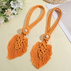 2Pcs Handmade Macrame Leaf Curtain Tiebacks&nbsp;AJEW-CN0003-65D
