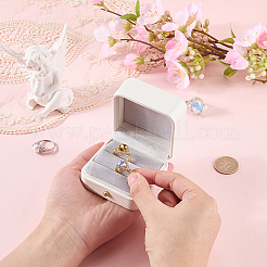 Square Imitation Leather Couple Ring Storage Boxes with Velvet Inside and Golden Findings&nbsp;CON-WH20005-23C
