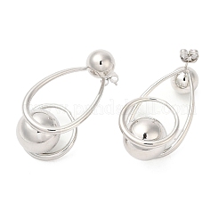 Brass Teardrop with Ball Dangle Stud Earrings for Women&nbsp;EJEW-D065-06P