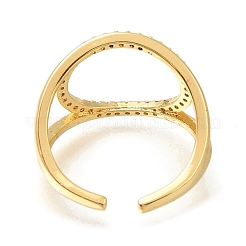 Rack Plating Brass Micro Pave Cubic Zirconia Open Cuff Rings for Women&nbsp;RJEW-M022-14G