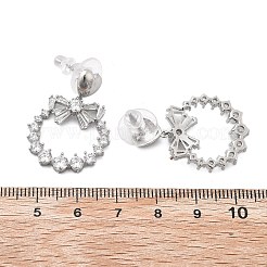 Brass Clear Cubic Zirconia Stud Earrings&nbsp;EJEW-D301-06P-01